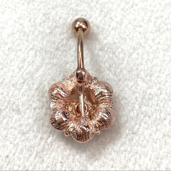 Rose Gold Crystal Gemstone Belly Button Ring - Picture 8 of 8